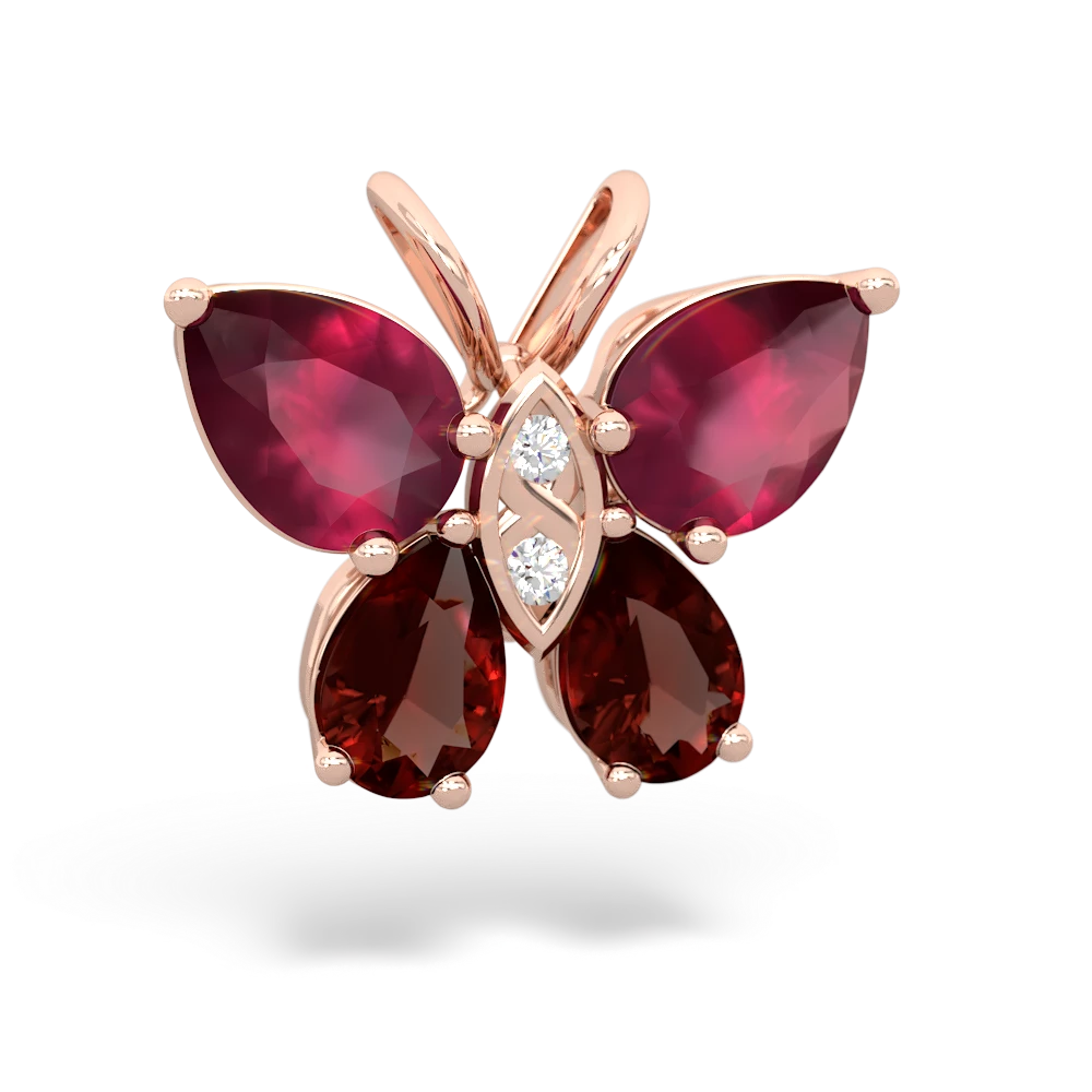 Ruby Butterfly 14K Rose Gold pendant P2215