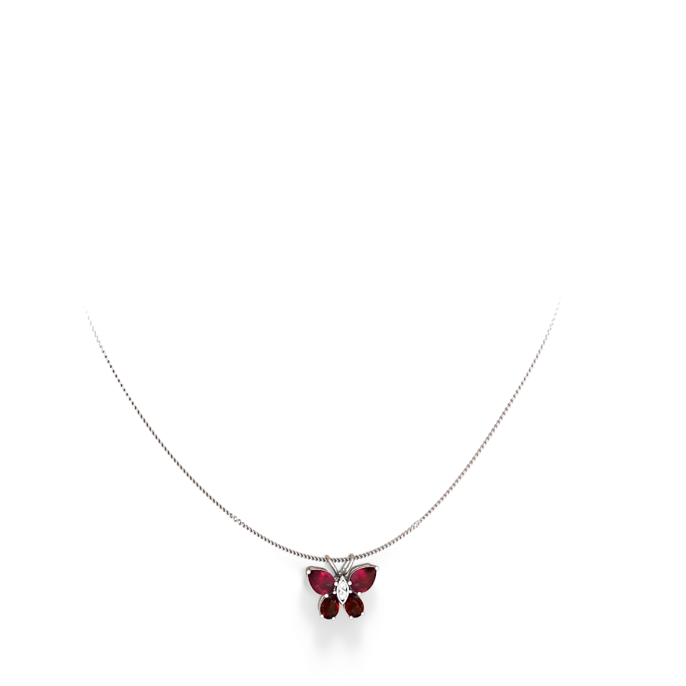 Ruby Butterfly 14K White Gold pendant P2215