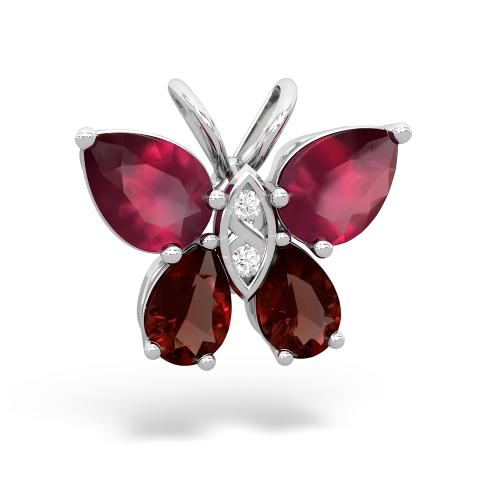 Ruby Butterfly 14K White Gold pendant P2215