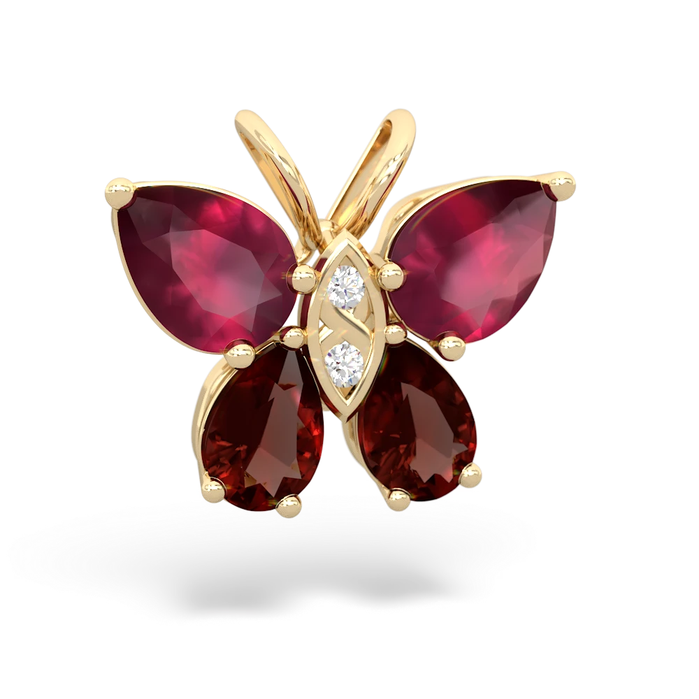 Ruby Butterfly 14K Yellow Gold pendant P2215