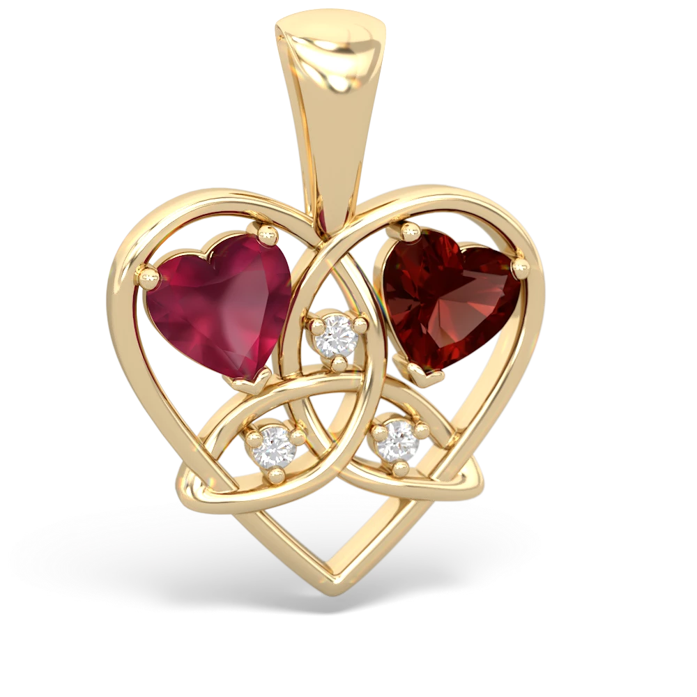 Ruby Celtic Trinity Heart 14K Yellow Gold pendant P5331