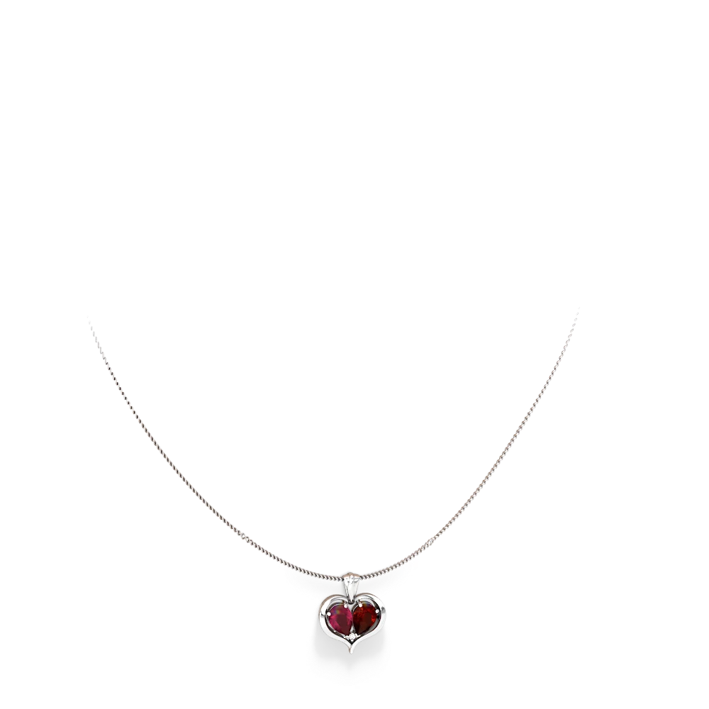 Ruby Two Become One 14K White Gold pendant P5330