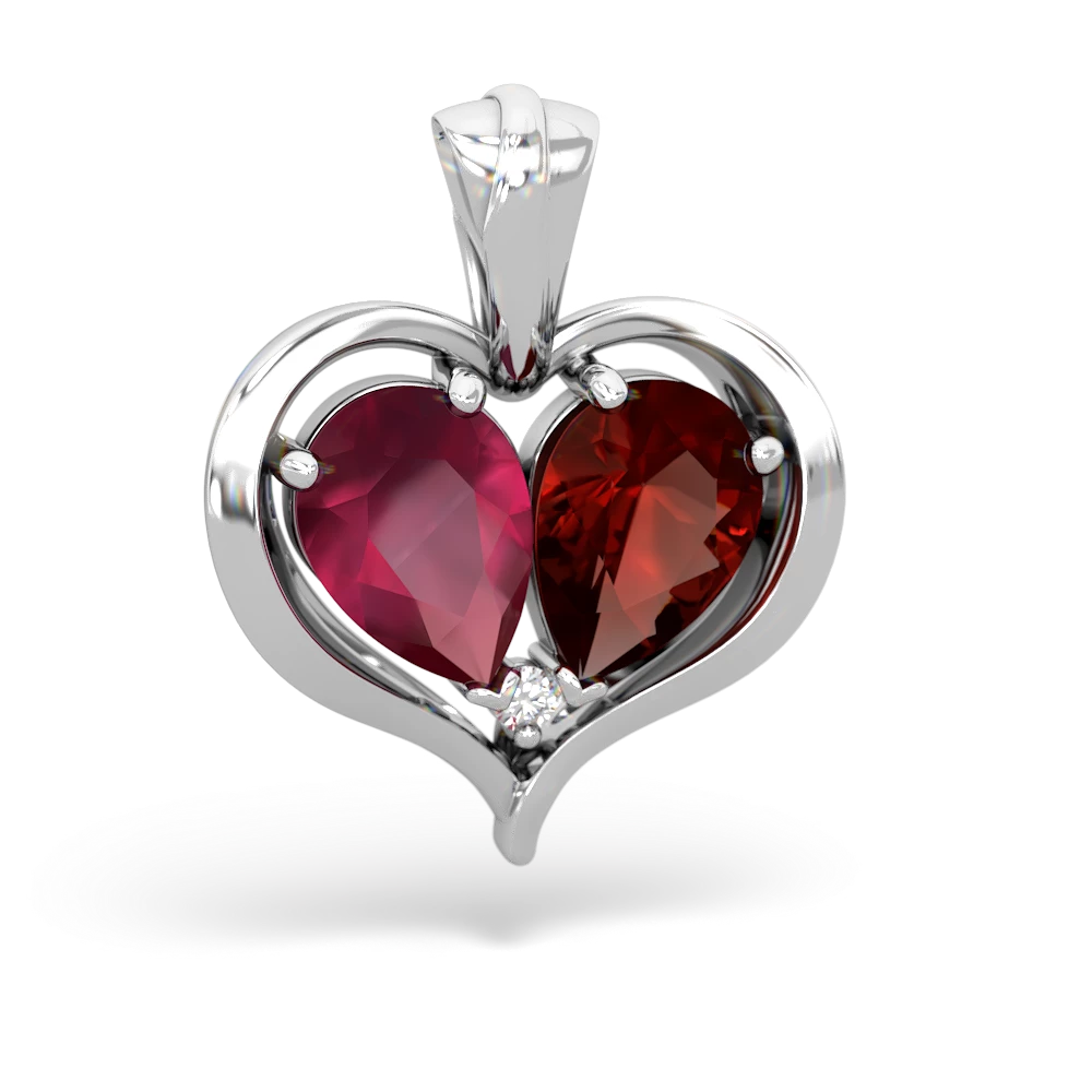 Ruby Two Become One 14K White Gold pendant P5330