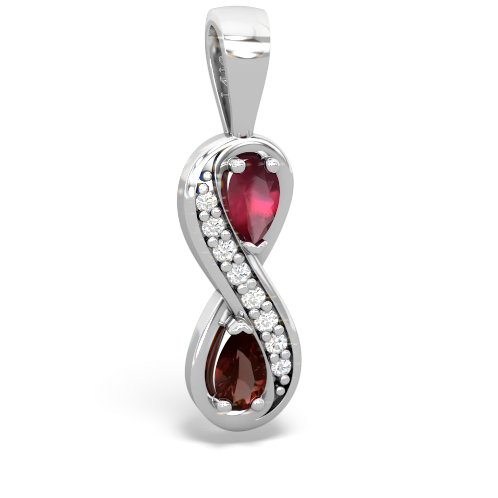 Ruby Diamond Infinity 14K White Gold pendant P5390