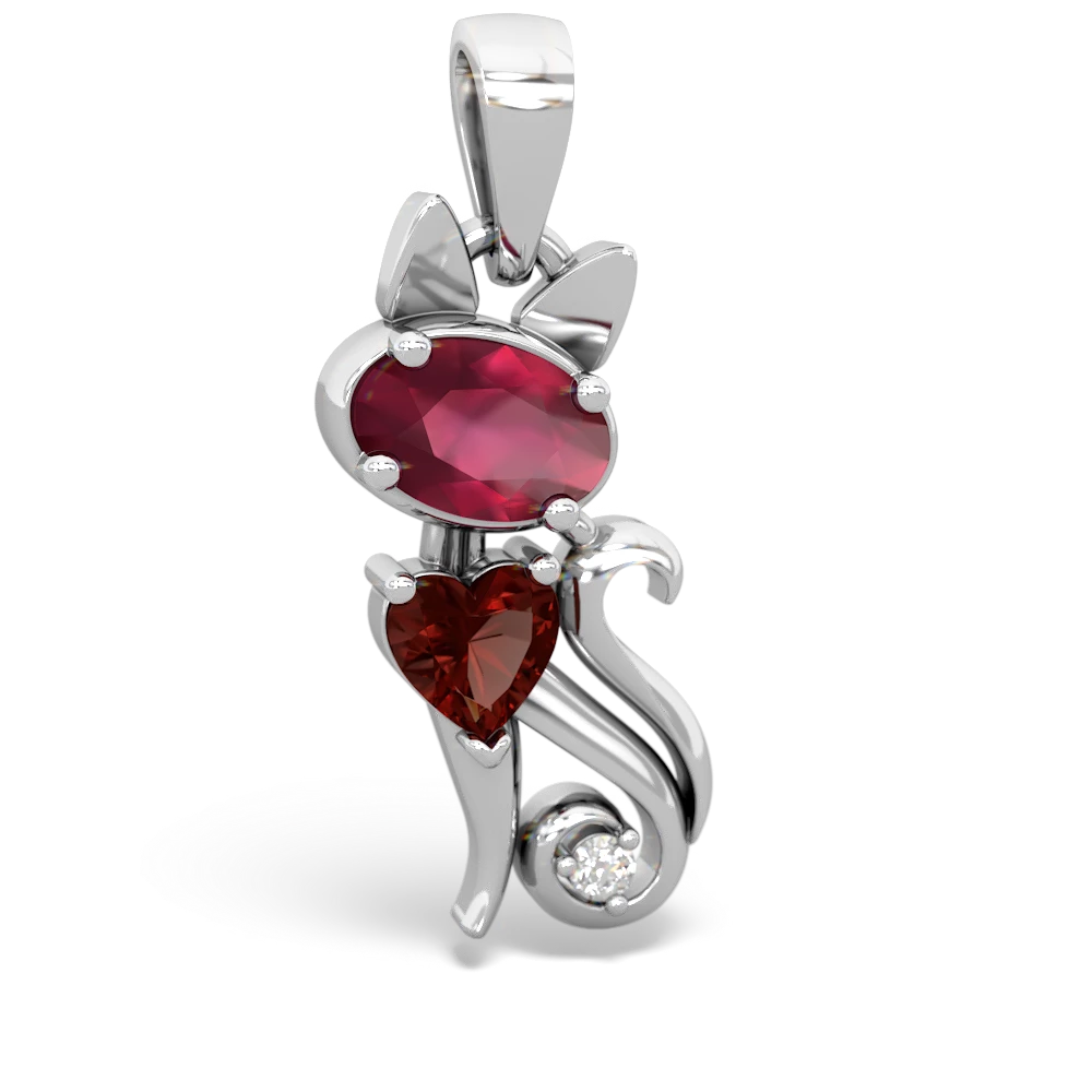 Ruby Kitten 14K White Gold pendant P5780