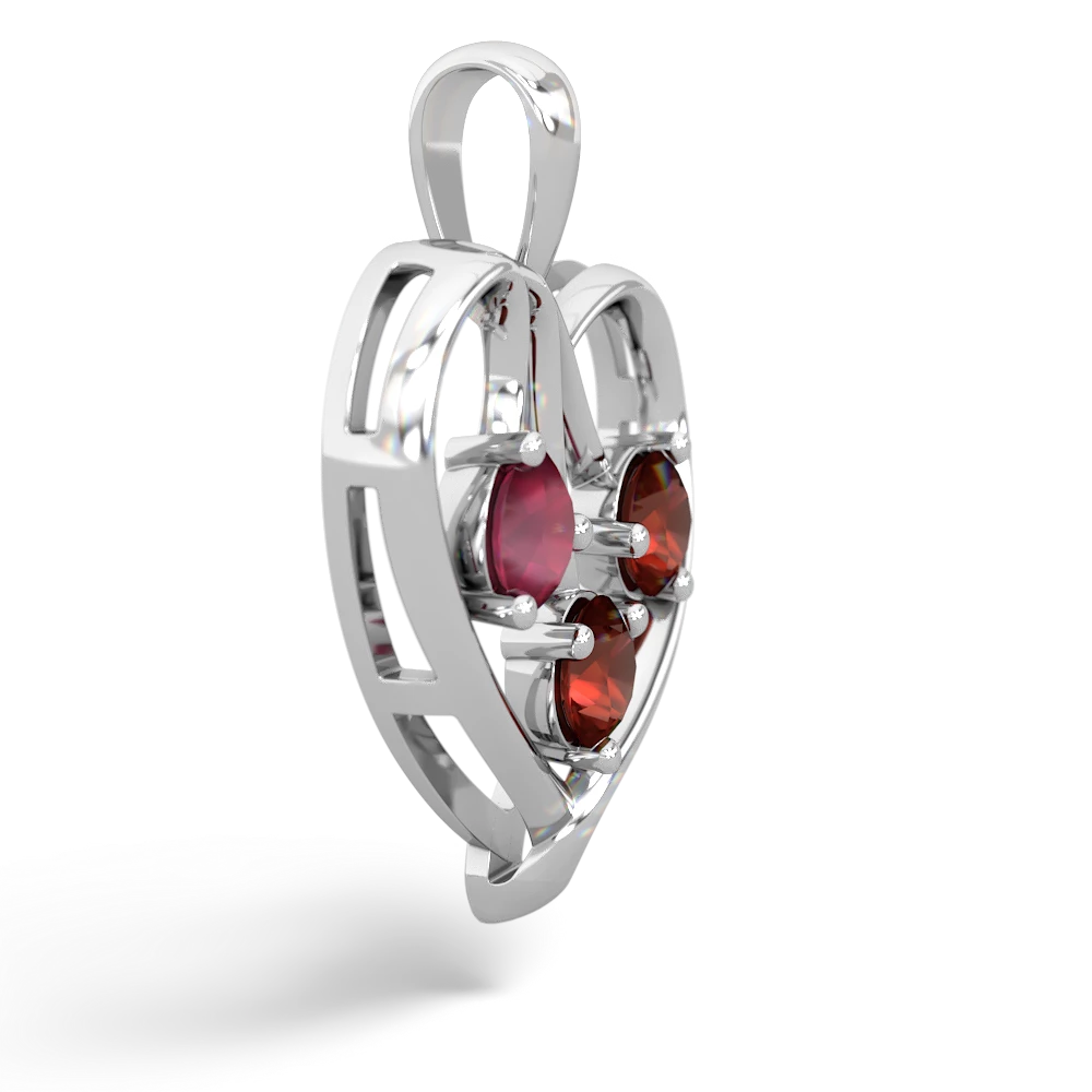 Ruby Glowing Heart 14K White Gold pendant P2233