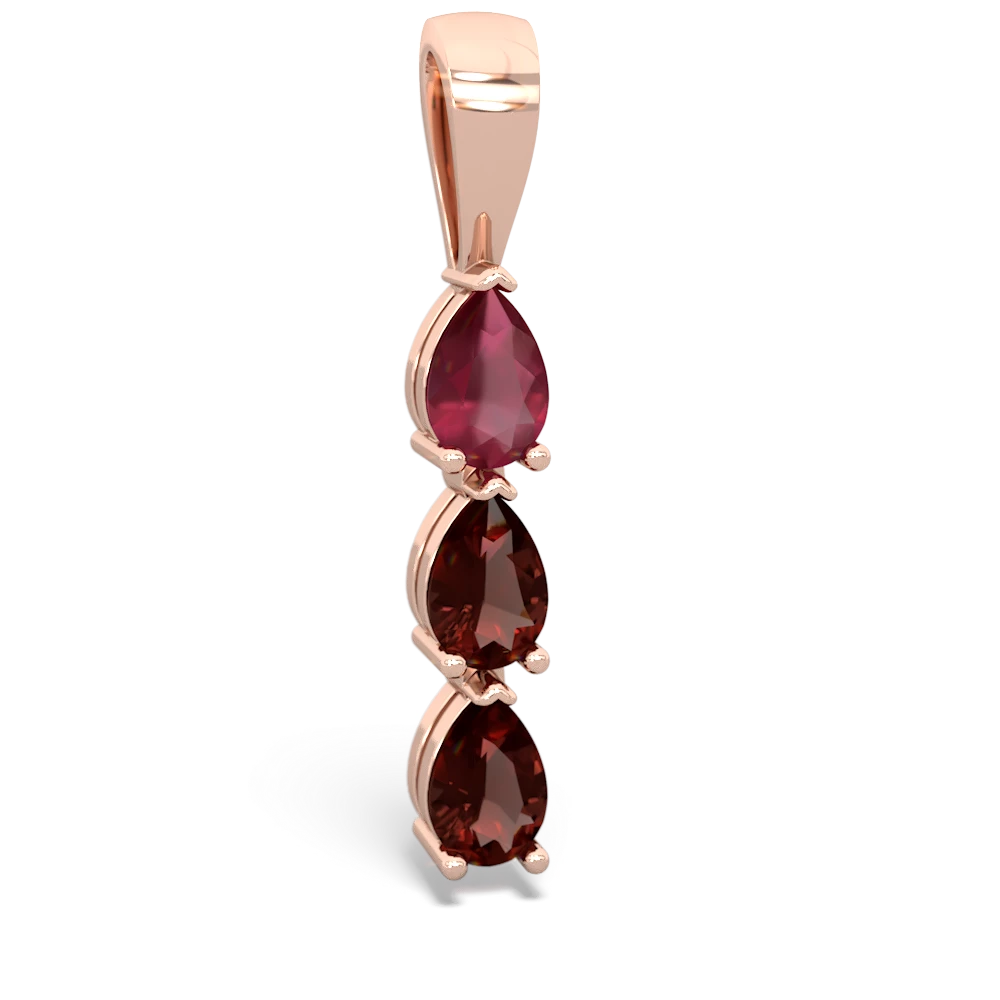 Ruby Dew Drops 14K Rose Gold pendant P2251