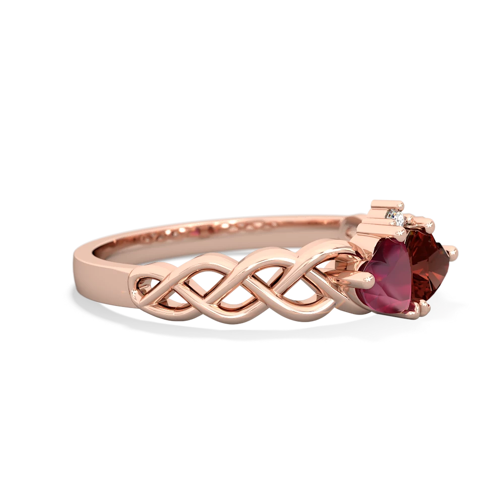 Ruby Heart To Heart Braid 14K Rose Gold ring R5870