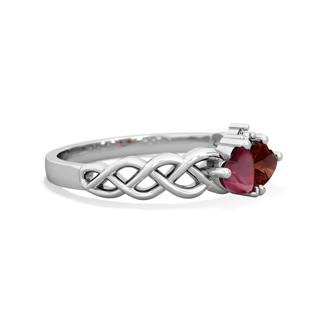 Ruby Heart To Heart Braid 14K White Gold ring R5870