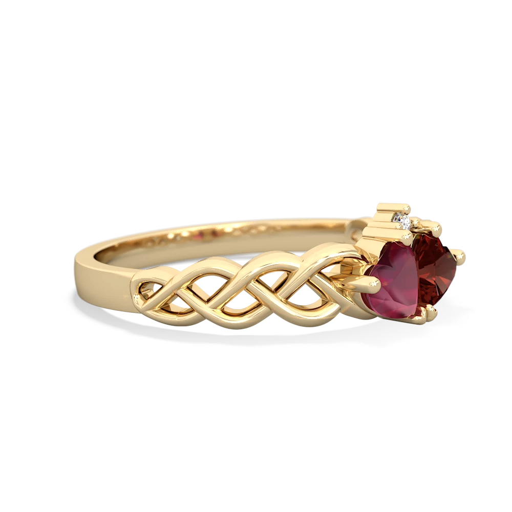 Ruby Heart To Heart Braid 14K Yellow Gold ring R5870