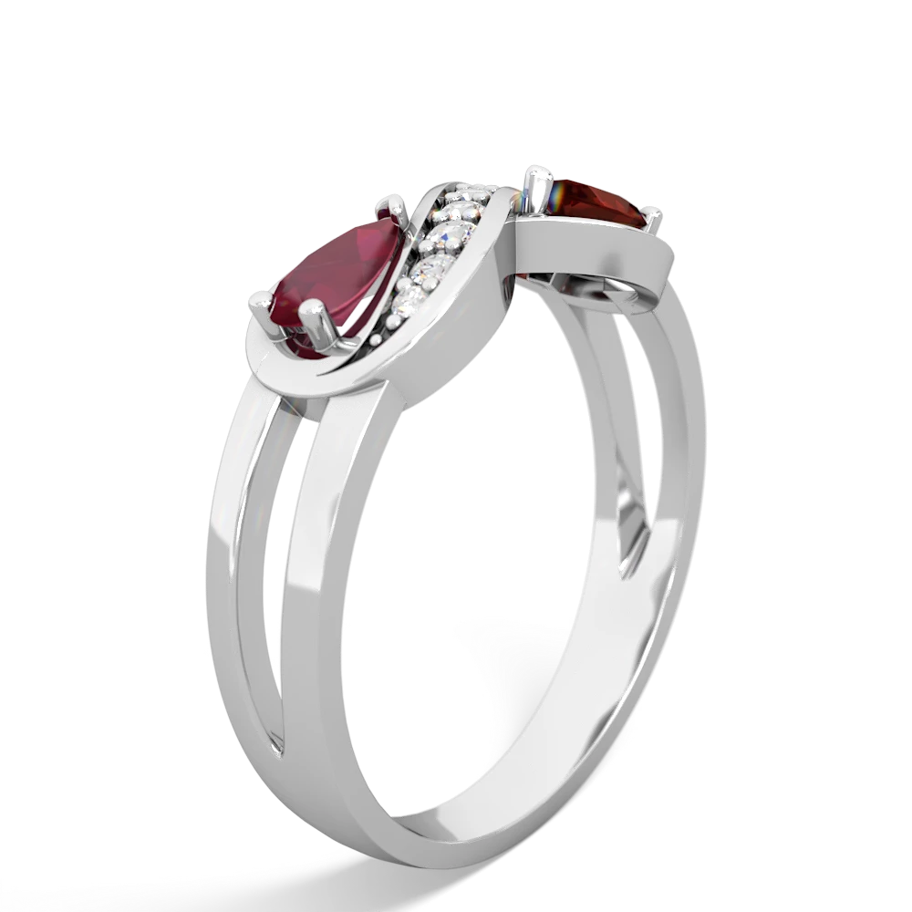 Ruby Diamond Infinity 14K White Gold ring R5390