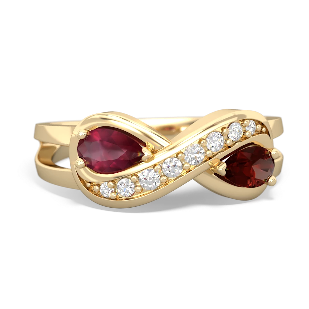 Ruby Diamond Infinity 14K Yellow Gold ring R5390