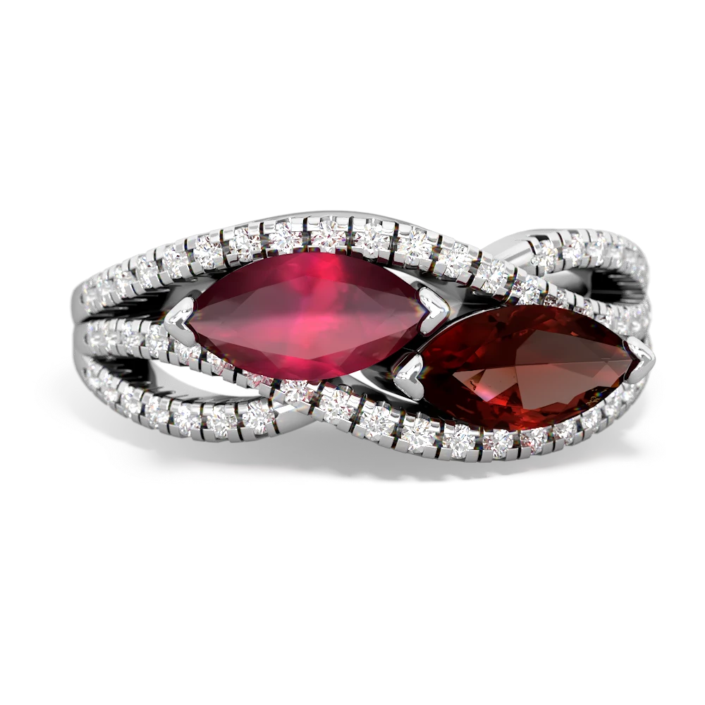 Ruby Diamond Rivers 14K White Gold ring R3070