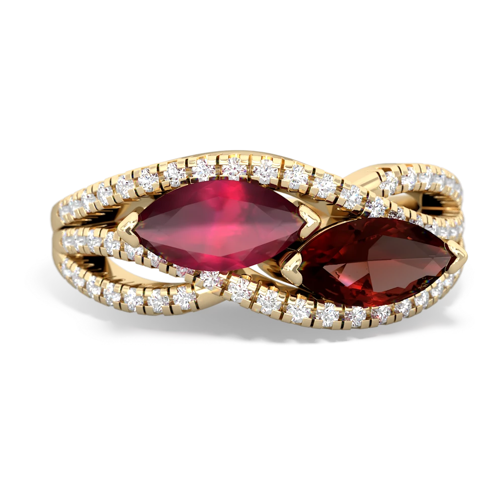 Ruby Diamond Rivers 14K Yellow Gold ring R3070