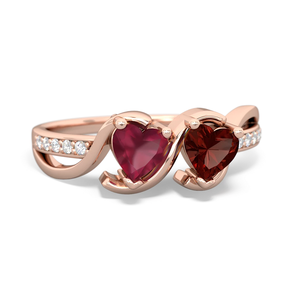 Ruby Side By Side 14K Rose Gold ring R3090
