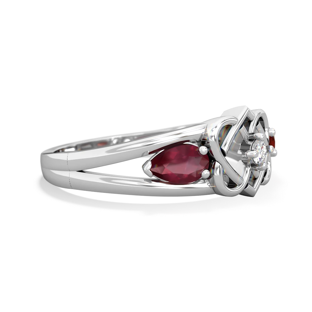 Ruby Hearts Intertwined 14K White Gold ring R5880