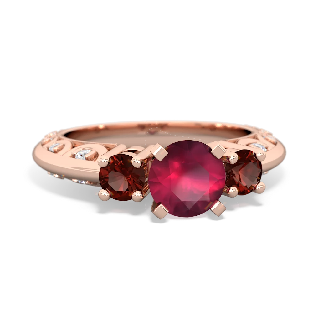 Ruby Art Deco Eternal Embrace Engagement 14K Rose Gold ring C2003