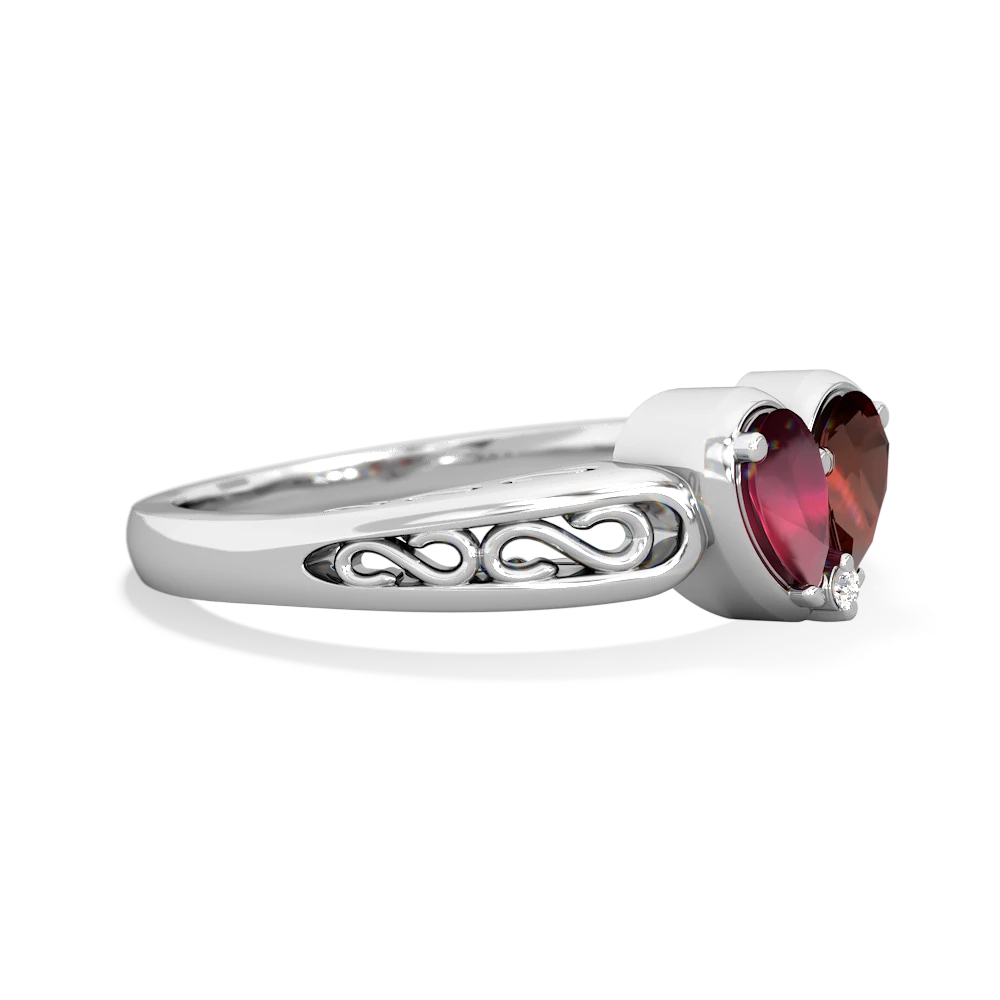 Ruby Filligree 'One Heart' 14K White Gold ring R5070