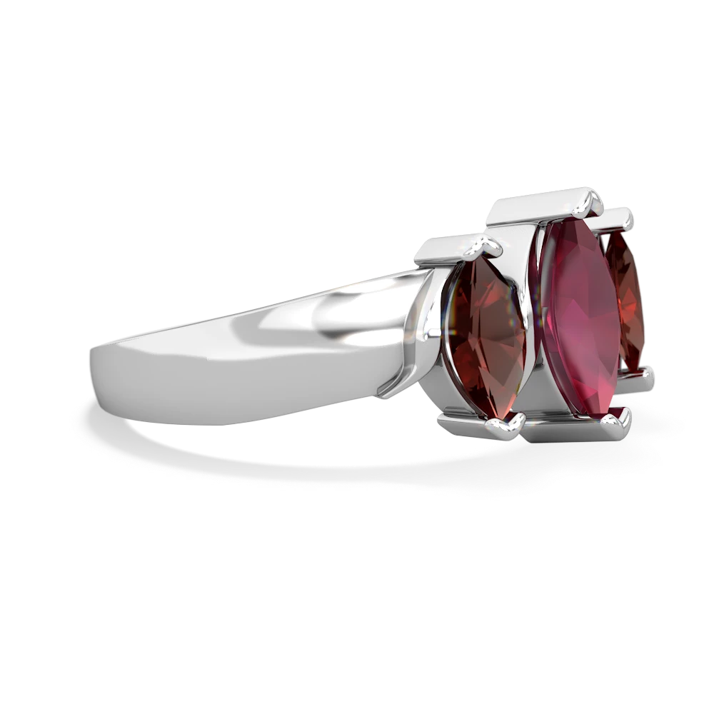 Ruby Three Peeks 14K White Gold ring R2433