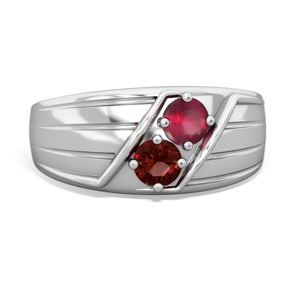 Ruby Men's Streamline 14K White Gold ring R0460