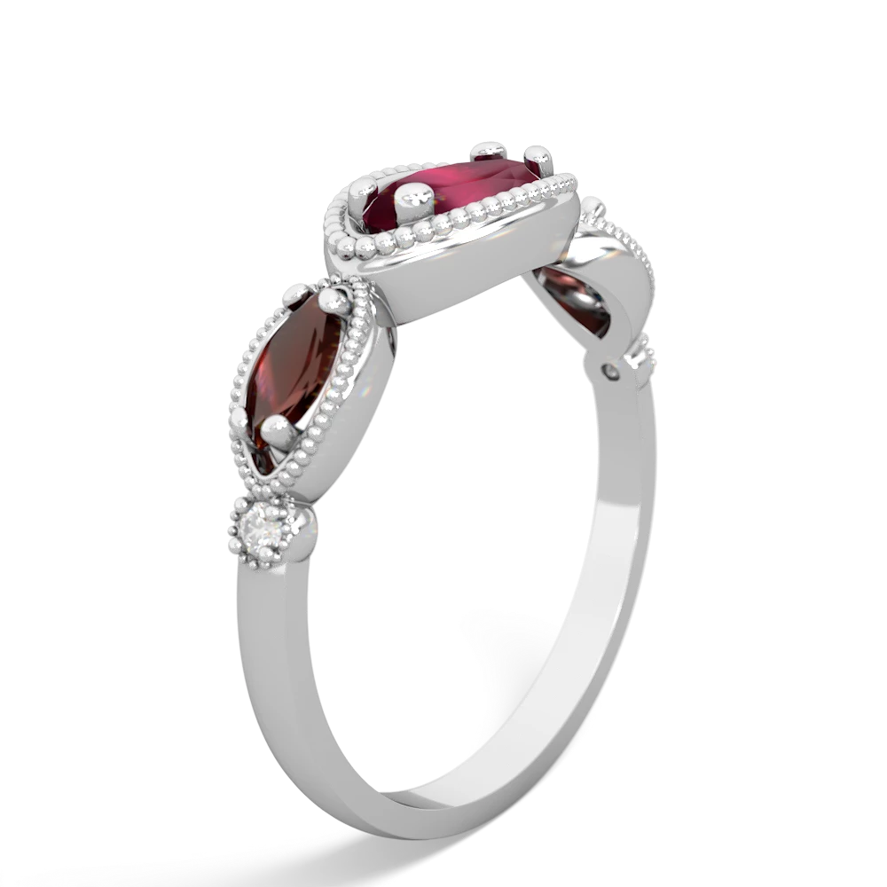 Ruby Milgrain Marquise 14K White Gold ring R5700