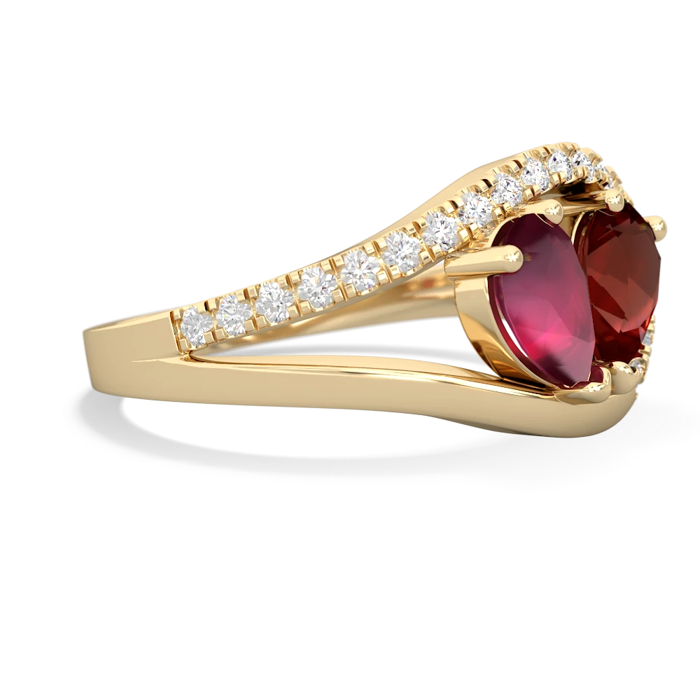 Ruby Nestled Heart Keepsake 14K Yellow Gold ring R5650