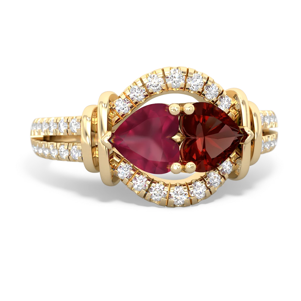 Ruby Art-Deco Keepsake 14K Yellow Gold ring R5630