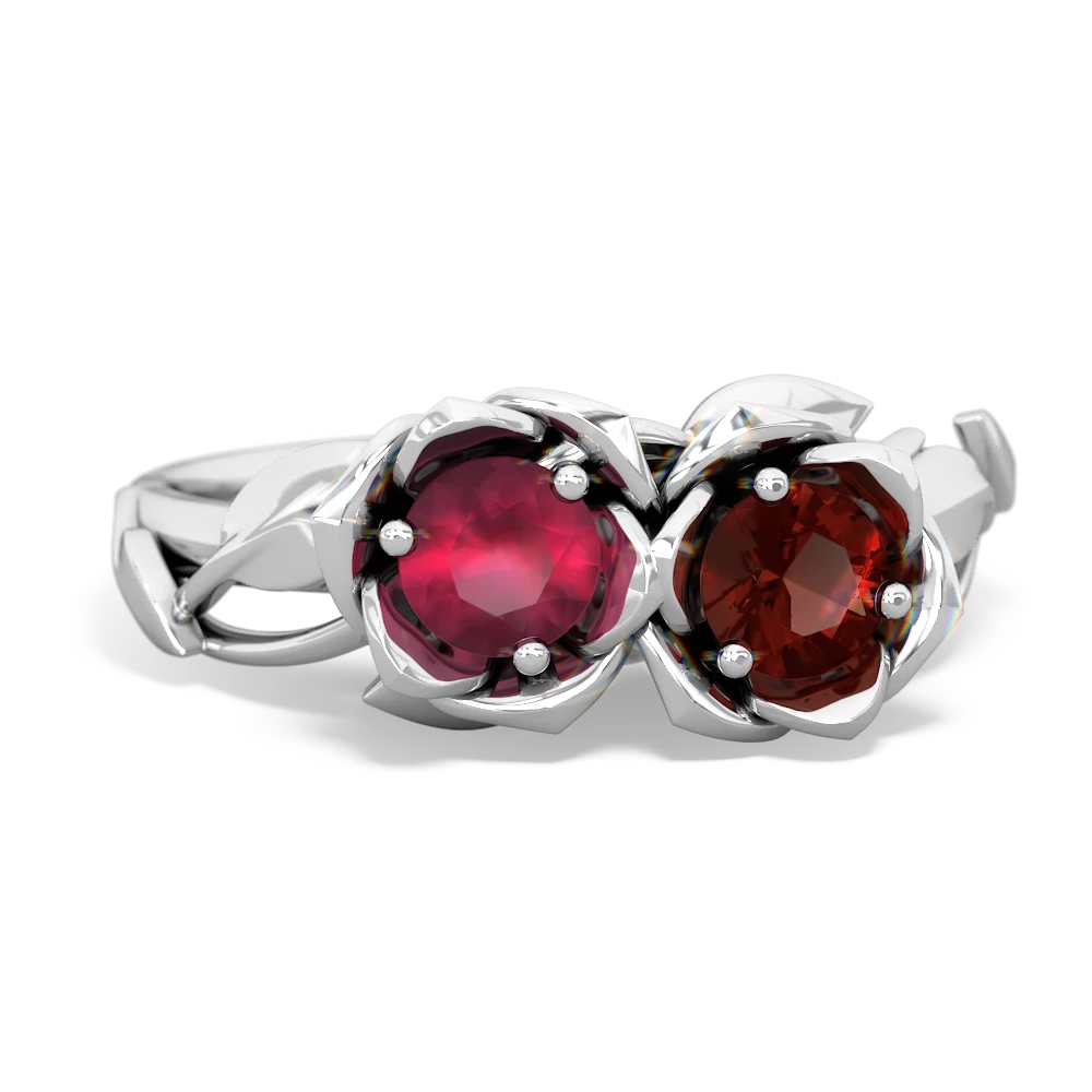 Ruby Rose Garden 14K White Gold ring R5510