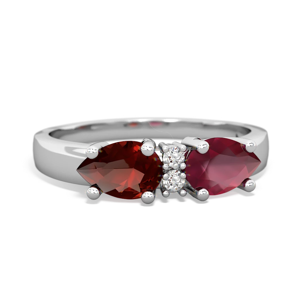 Ruby Pear Bowtie 14K White Gold ring R0865