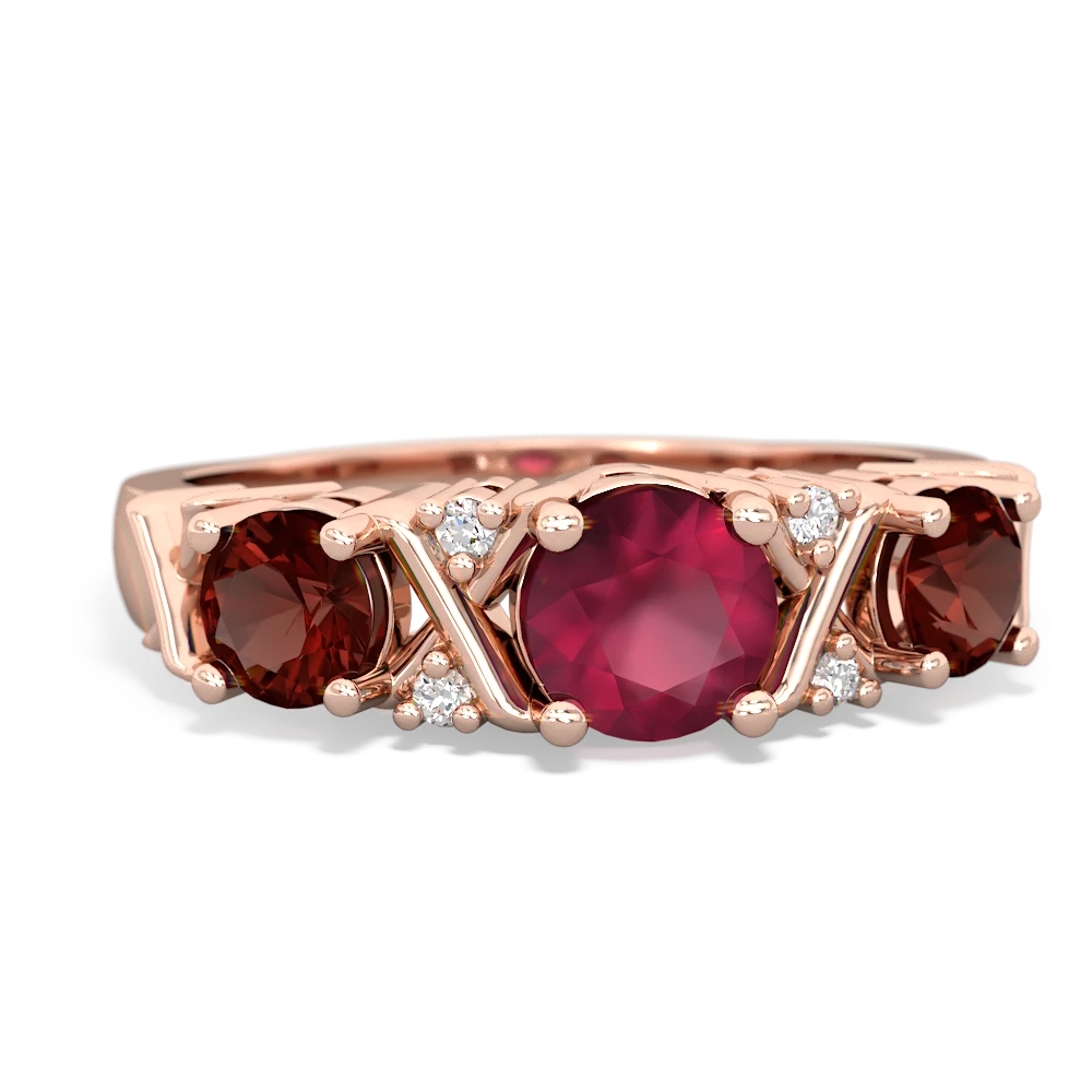 Ruby Hugs And Kisses 14K Rose Gold ring R5016