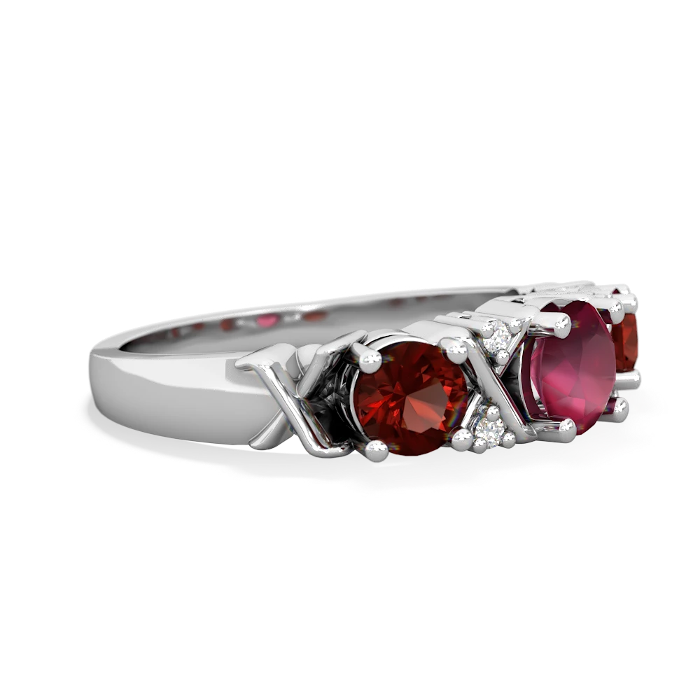 Ruby Hugs And Kisses 14K White Gold ring R5016