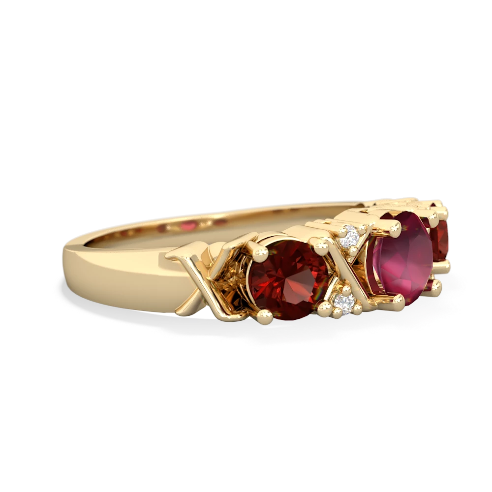 Ruby Hugs And Kisses 14K Yellow Gold ring R5016