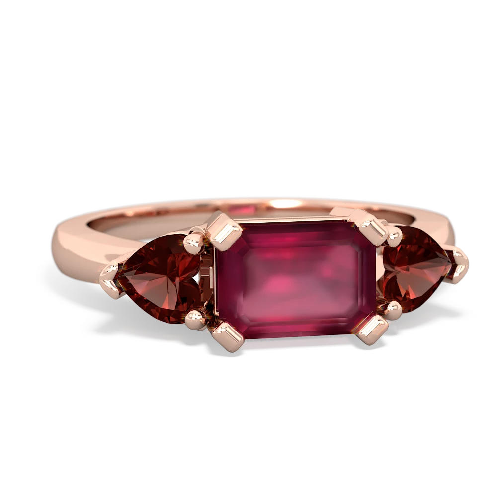 Ruby Three Stone 14K Rose Gold ring R5235