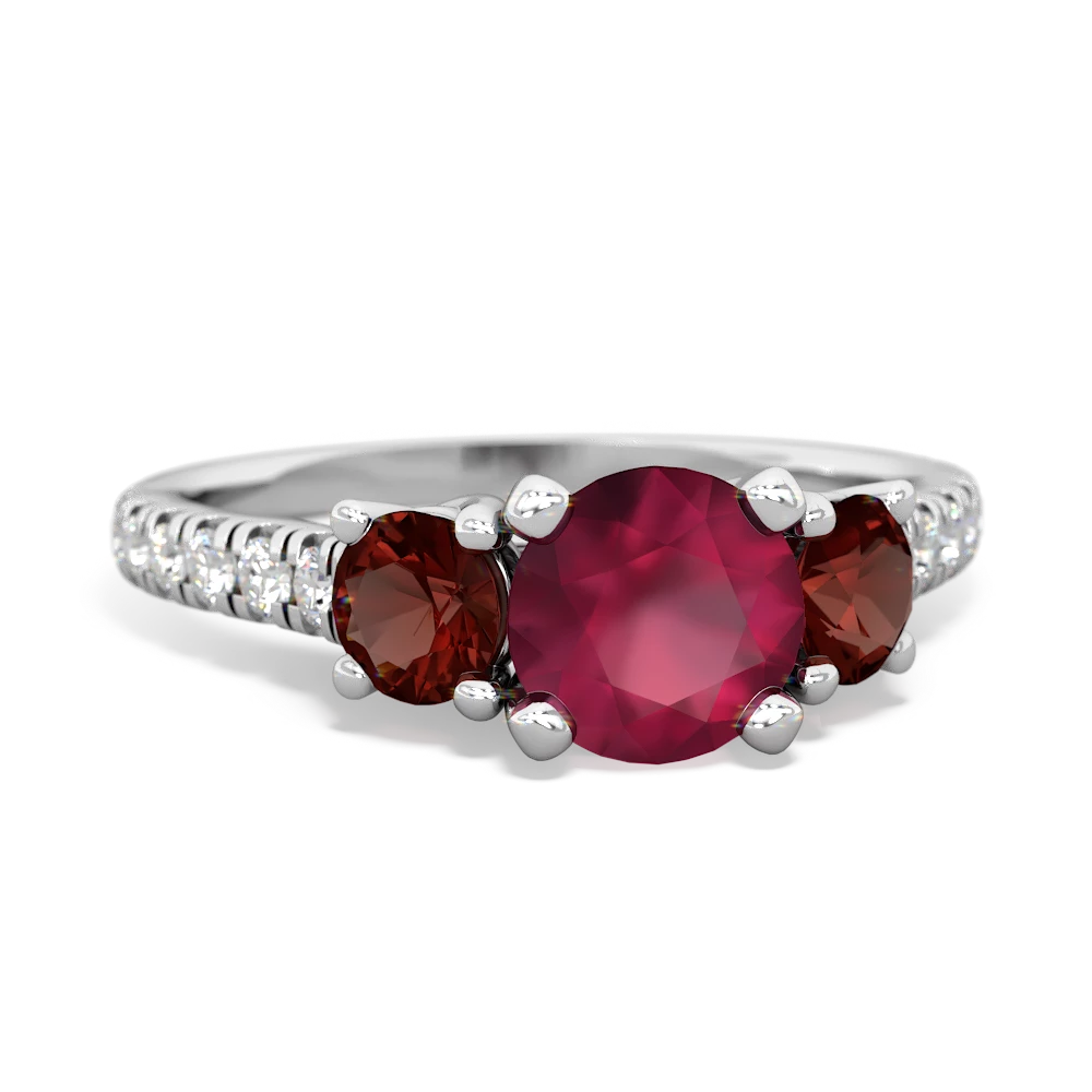 Ruby Pave Trellis 14K White Gold ring R5500