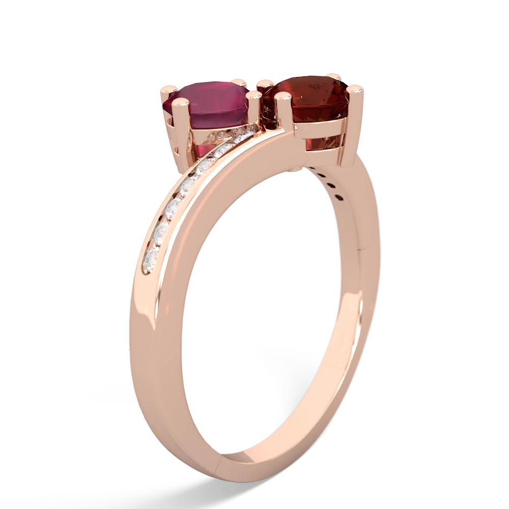 Ruby Channel Set Two Stone 14K Rose Gold ring R5303