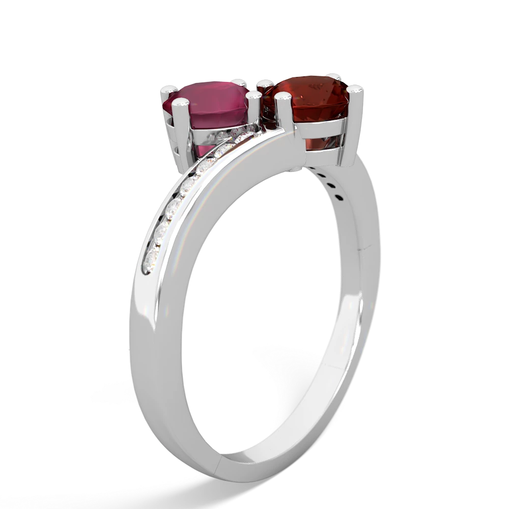 Ruby Channel Set Two Stone 14K White Gold ring R5303