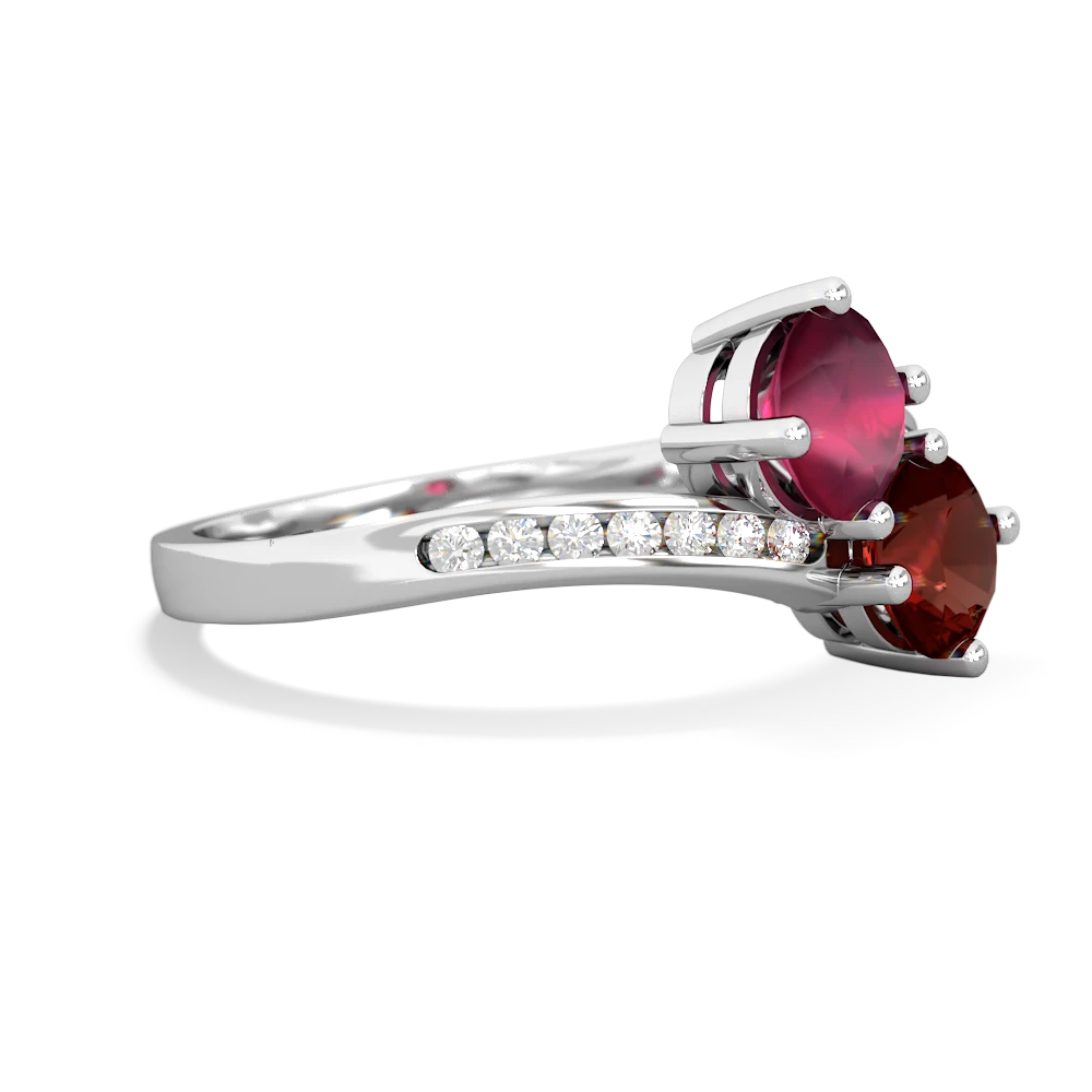 Ruby Channel Set Two Stone 14K White Gold ring R5303