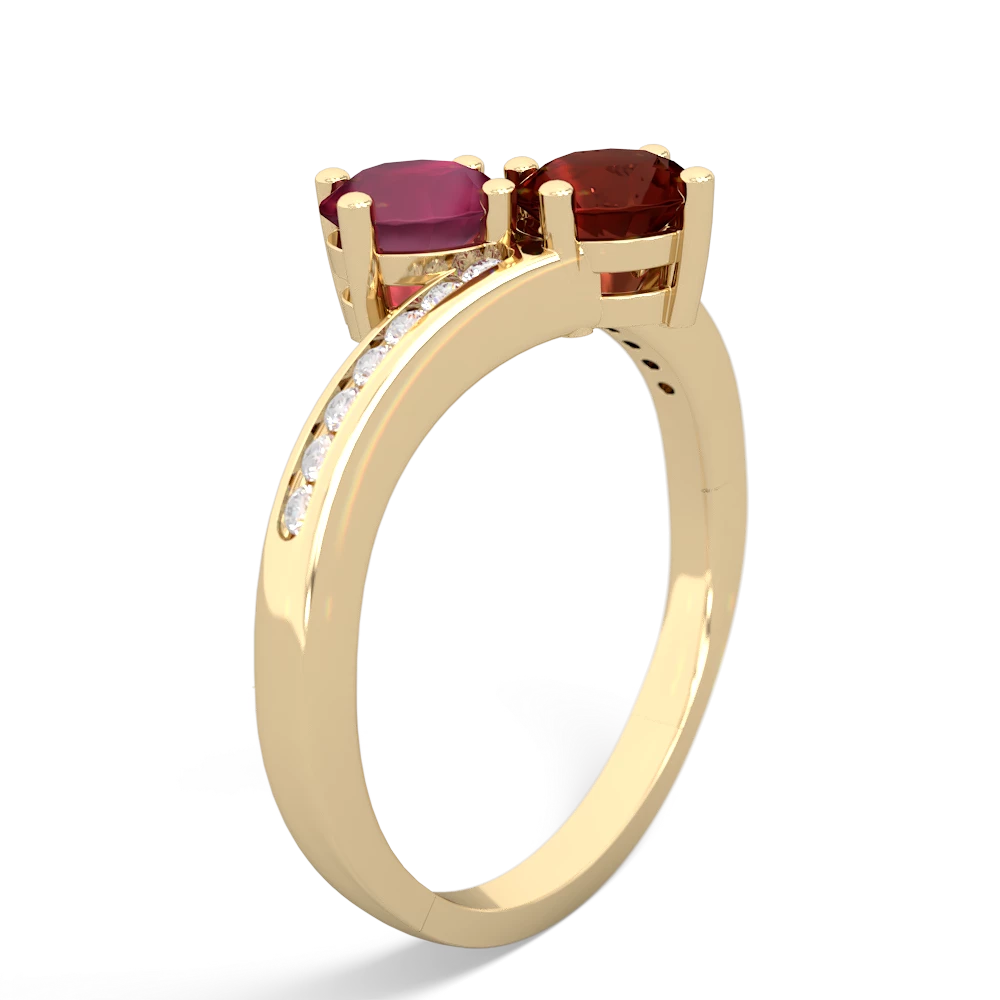 Ruby Channel Set Two Stone 14K Yellow Gold ring R5303