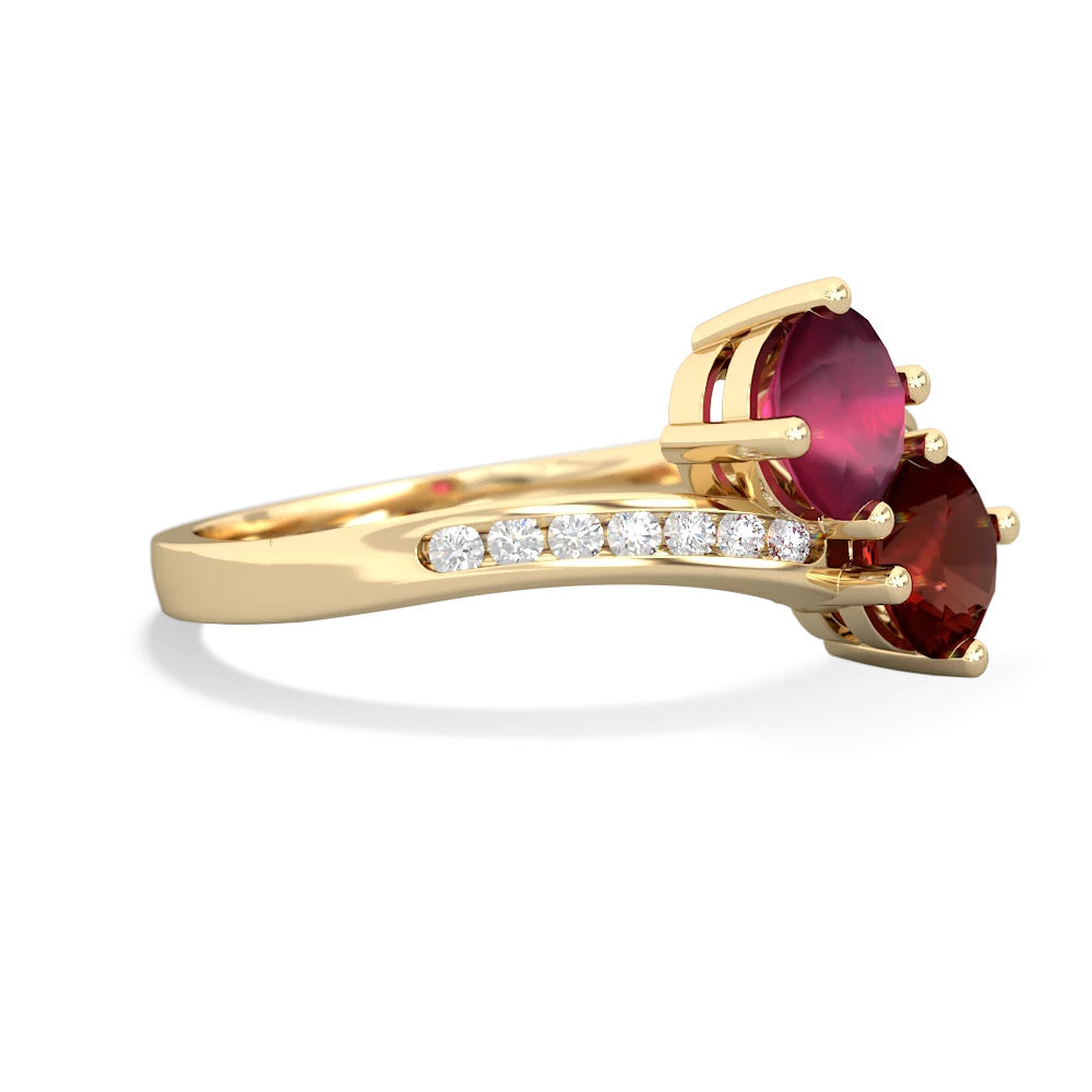 Ruby Channel Set Two Stone 14K Yellow Gold ring R5303