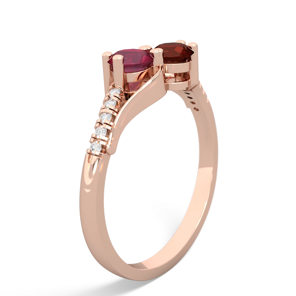 Ruby Infinity Pave Two Stone 14K Rose Gold ring R5285