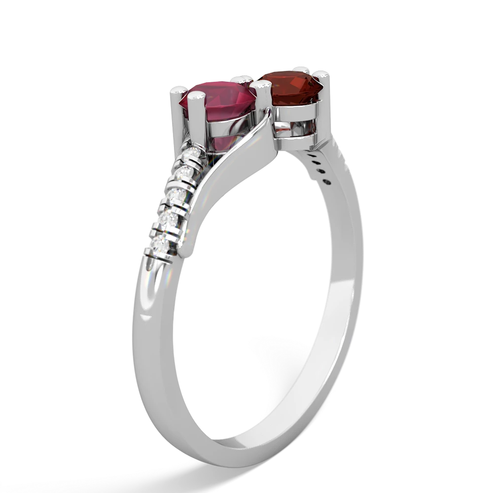 Ruby Infinity Pave Two Stone 14K White Gold ring R5285