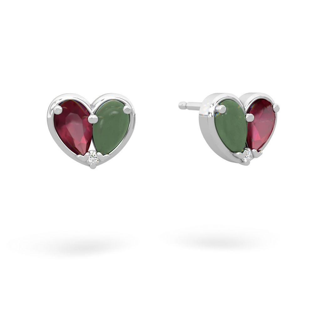 Ruby 'Our Heart' 14K White Gold earrings E5072