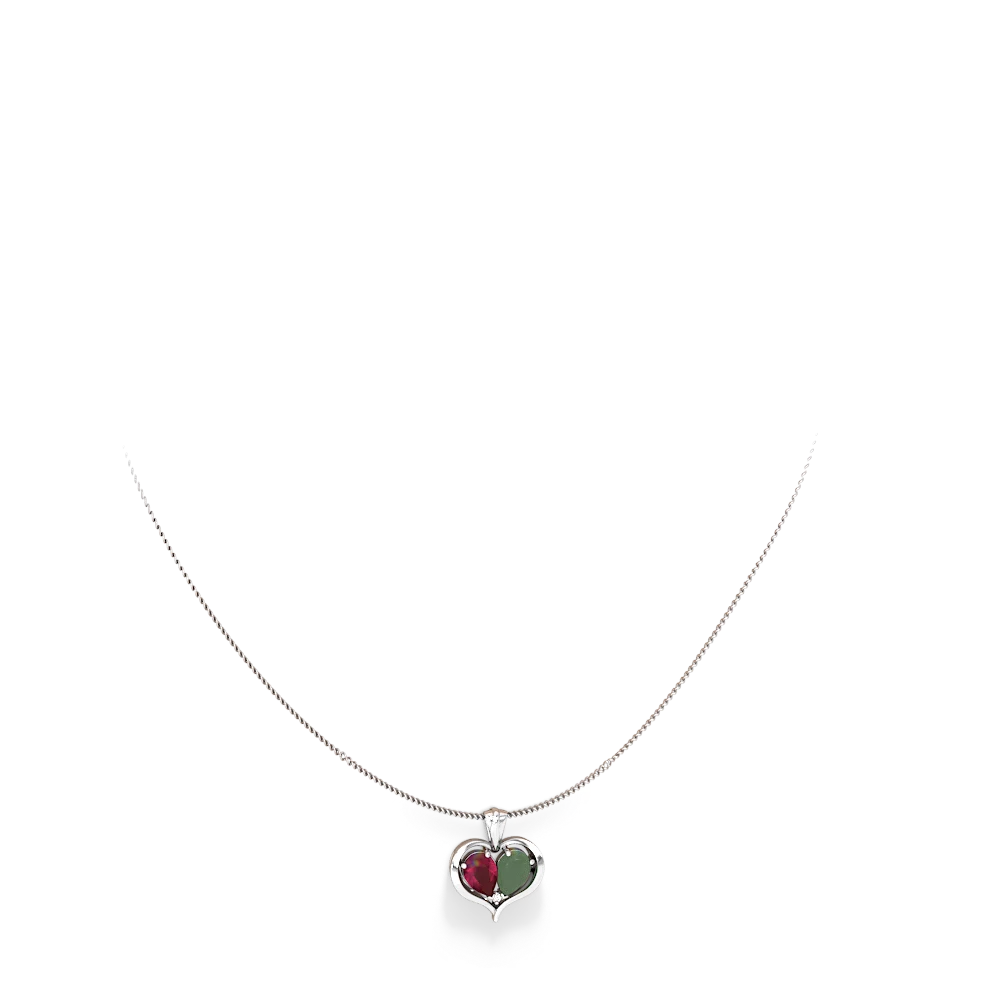 Ruby Two Become One 14K White Gold pendant P5330