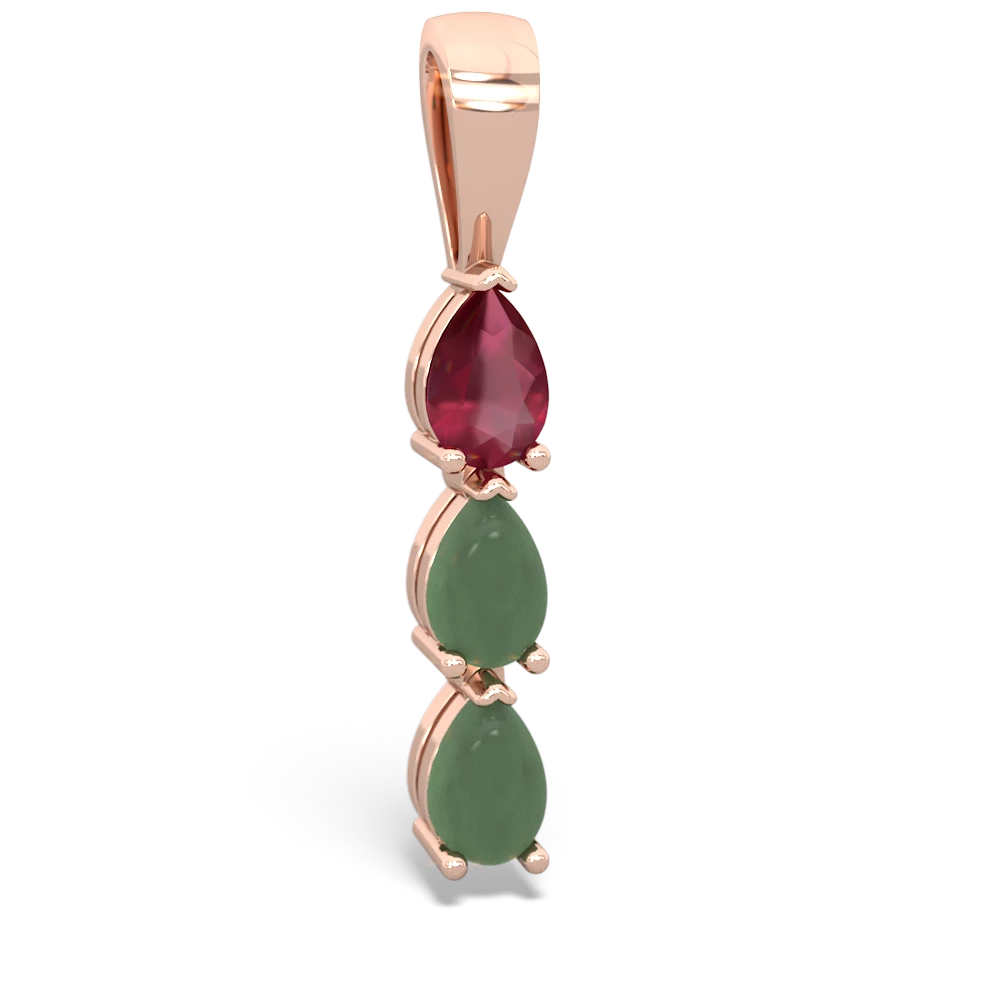 Ruby Dew Drops 14K Rose Gold pendant P2251