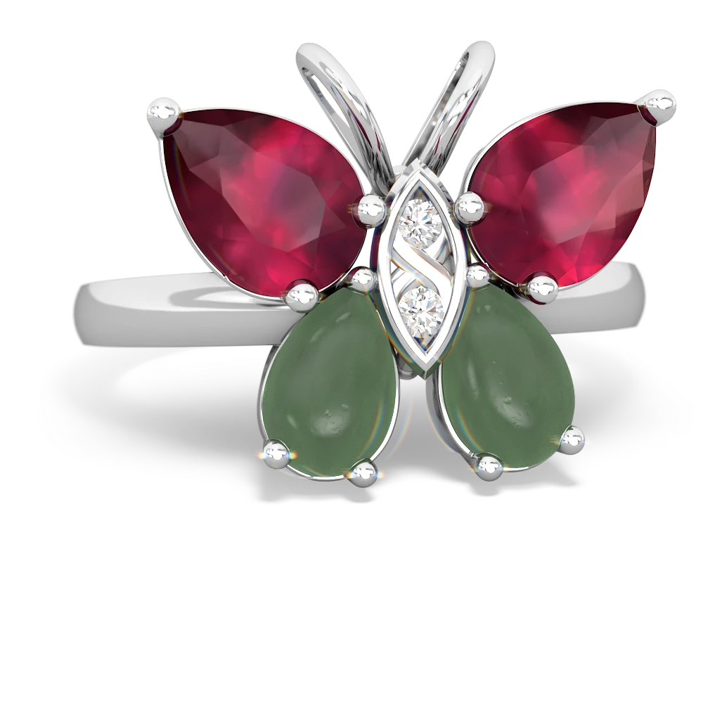 Ruby Butterfly 14K White Gold ring R2215