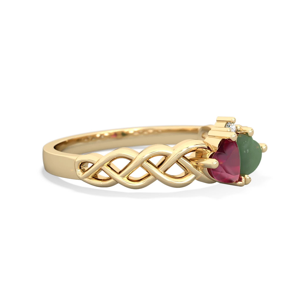 Ruby Heart To Heart Braid 14K Yellow Gold ring R5870