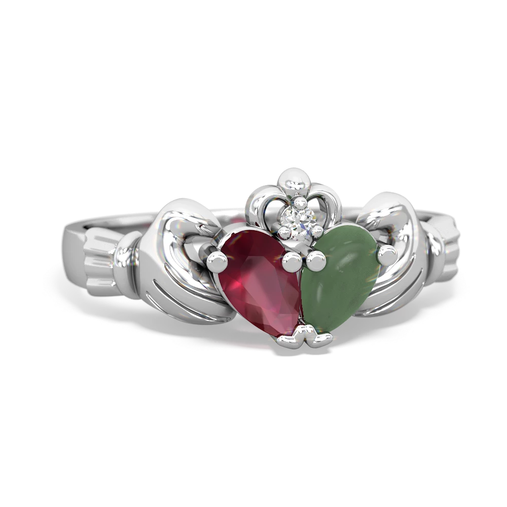 Ruby 'Our Heart' Claddagh 14K White Gold ring R2388