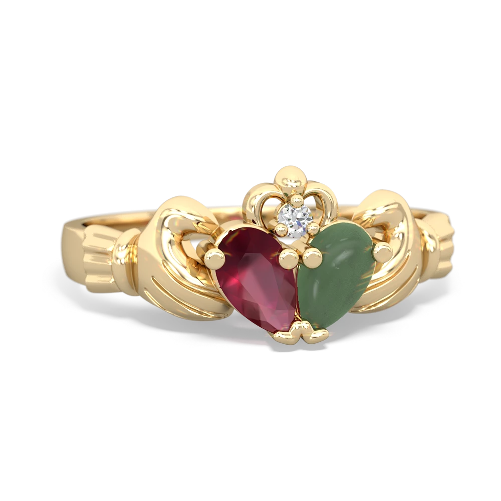 Ruby 'Our Heart' Claddagh 14K Yellow Gold ring R2388