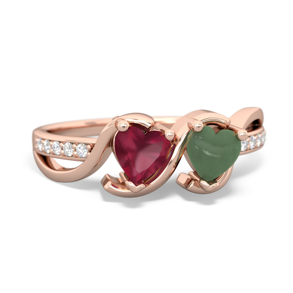 Ruby Side By Side 14K Rose Gold ring R3090