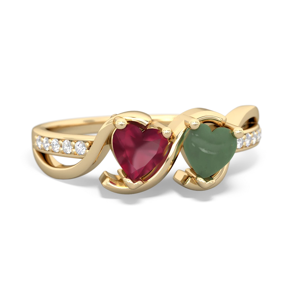 Ruby Side By Side 14K Yellow Gold ring R3090